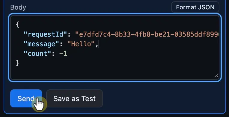 Request body with count set to minus one before Send