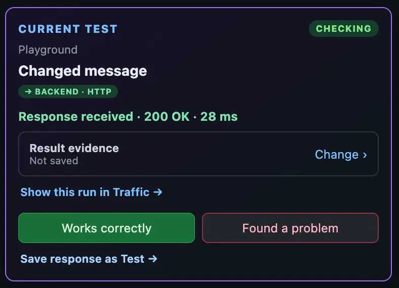 Saved Changed message run in Current Test