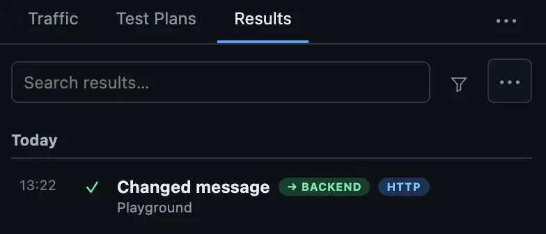 Saved Result for the Changed message Test